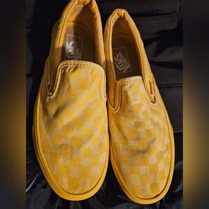 Yellow checked Vans Men 7.5/Women 9.0